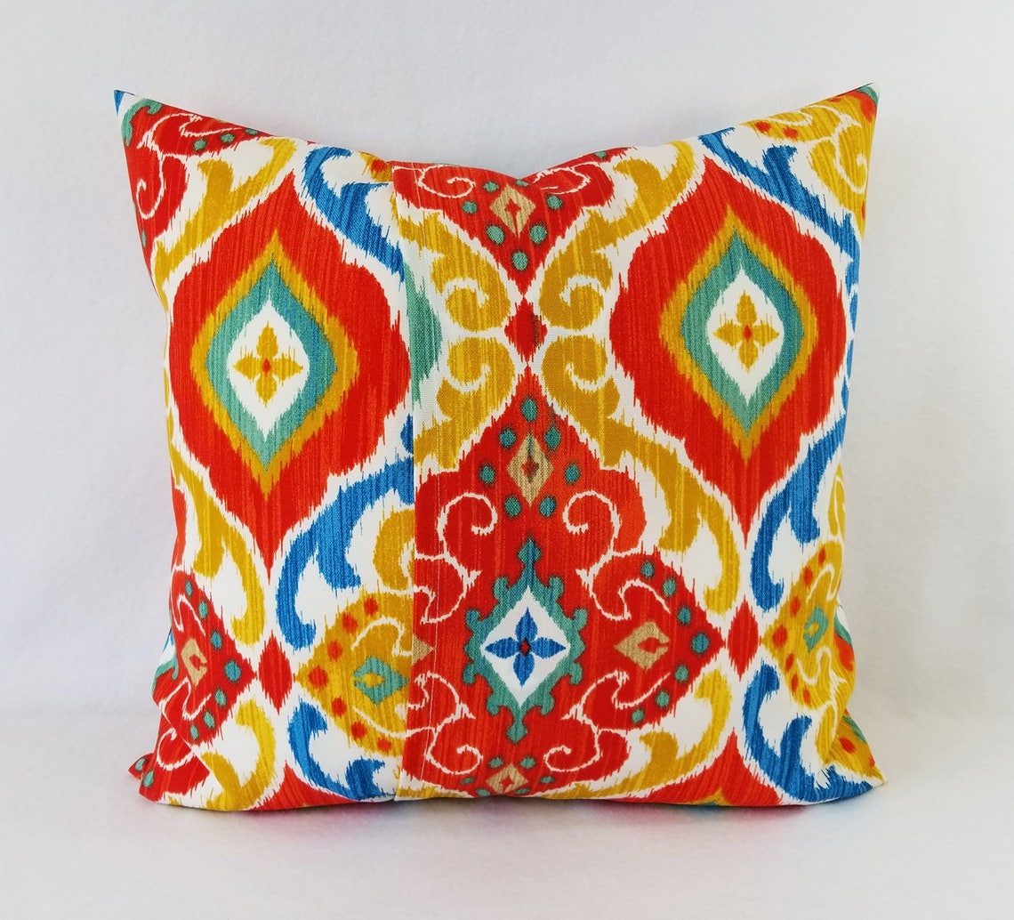 Two OUTDOOR Pillow Covers Red Green Pillow Cover Blue Etsy