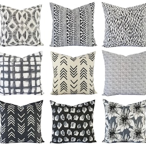 Grey Pillow Cover - Charcoal Decorative Pillow Cover - Tribal Pillow Cover - Custom Pillow Sham - Dark Grey Pillow - Mud Cloth Pillow Cover
