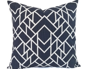 Two Navy Pillow Covers, Blue Pillow Sham, Geometric Pillow, Navy Throw Pillow, Blue Couch Pillow, Designer Pillow, Premier Prints Pillows