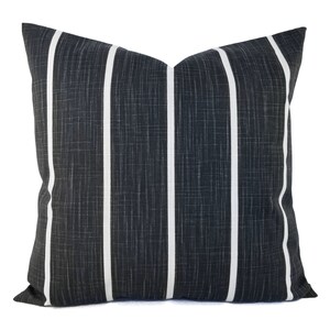 Two Black Striped Throw Pillow Covers - Two Black Stripe Pillow Covers - Black White Stripe Pillows - Black Pillows - White Pillows