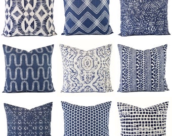 blue and white throw pillow covers