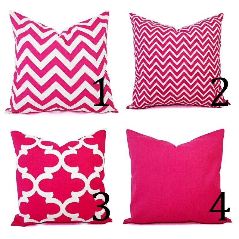 One Decorative Pillow Cover Bright Pink and White Pillow Etsy