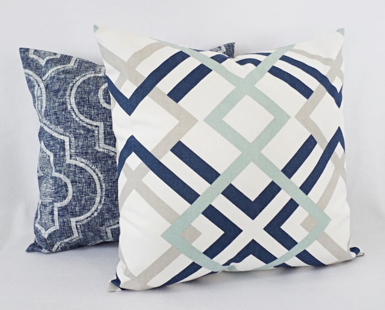 Blue Pillow Cover Blue and White Throw Pillow Decorative Etsy