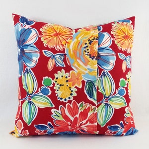 OUTDOOR Two Floral Pillow Covers Red Pillows Patio Pillow Covers Outdoor Pillow Covers Floral Throw Pillows Pillow Cover Custom image 5