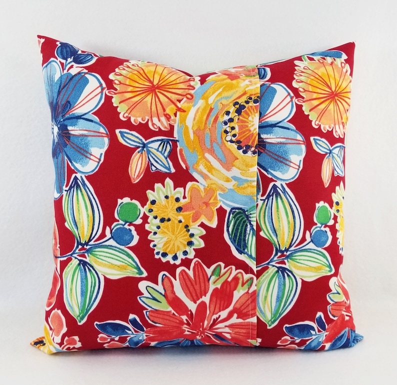 OUTDOOR Two Floral Pillow Covers Red Pillows Patio Pillow Covers Outdoor Pillow Covers Floral Throw Pillows Pillow Cover Custom image 5