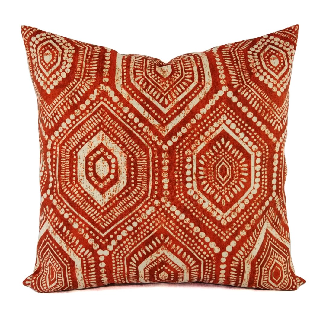 Two OUTDOOR Pillow Covers Orange Red Pillow Cover Orange Etsy