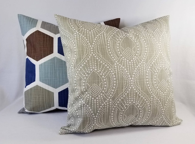 Two Taupe Pillow Covers Geometric Pillow Sham Tan Throw Etsy