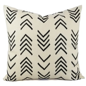 Two Neutral Pillow Covers, Cream and Black Pillow Covers, Custom Pillow Cover, Boho Pillow Sham, Decorative Pillow, Mud Cloth Pillow Cover