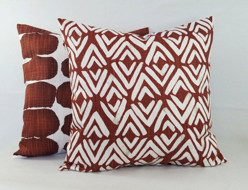 One Decorative Pillow Red and White Pillow Cover Brick Red Etsy
