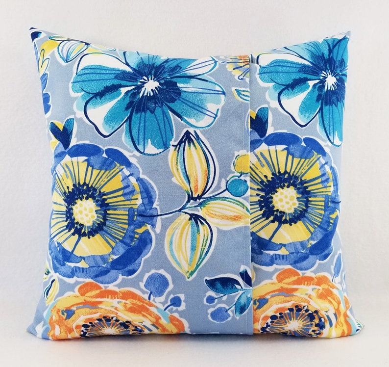OUTDOOR Two Floral Pillow Covers Blue Pillows Patio Pillow Etsy