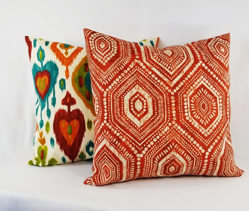 Two OUTDOOR Pillow Covers Orange Red Pillow Cover Orange Etsy