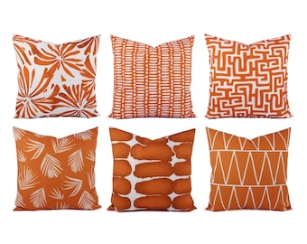 OUTDOOR Pillow Cover, Orange Clay Pillow, Dark Terracotta Pillow Cover, Patio Pillow, Red Orange Outdoor Pillow, Geometric Pillow Sham