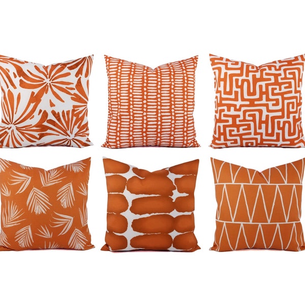 OUTDOOR Pillow Cover, Orange Clay Pillow, Dark Terracotta Pillow Cover, Patio Pillow, Red Orange Outdoor Pillow, Geometric Pillow Sham