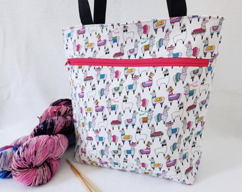 READY To Ship Next Day Shipping Yarn Knitting Bag, Crochet Project Bag, Zippered Tote Bag, Yarn Accessory Bag, Gift for Knitter or Crocheter