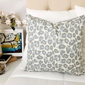 One Soft Blue Pillow Cover, Leopard Pillow Cover, Light Blue Throw Pillow, 20 x 20 Pillow Sham, 18 x 18 Pillow, 12 x 16 Pillow 12 x 18 Inch