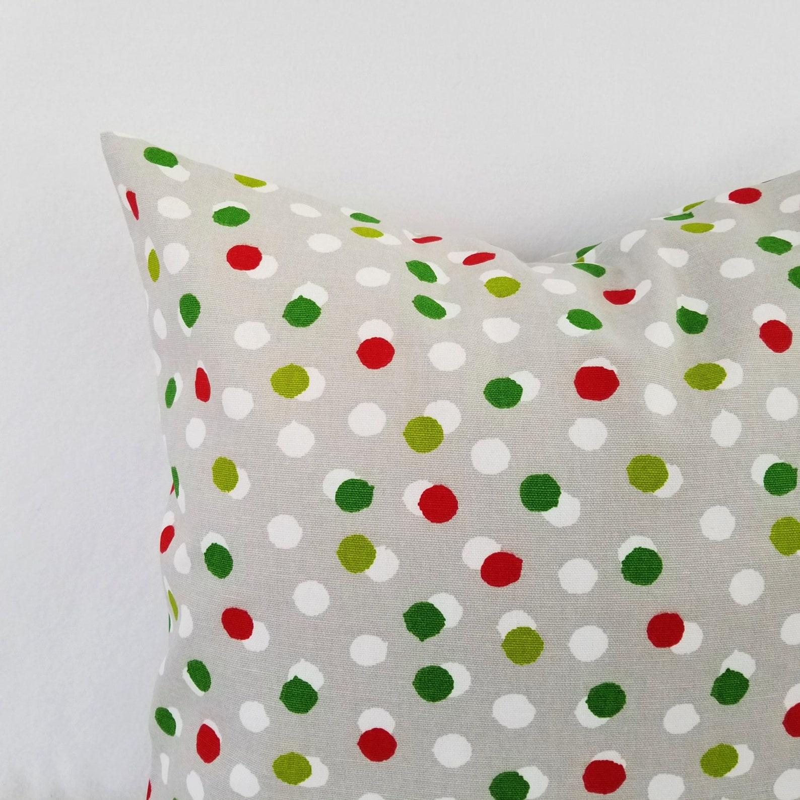Christmas Pillows Grey Holiday Pillow Cover Polka Dot Etsy