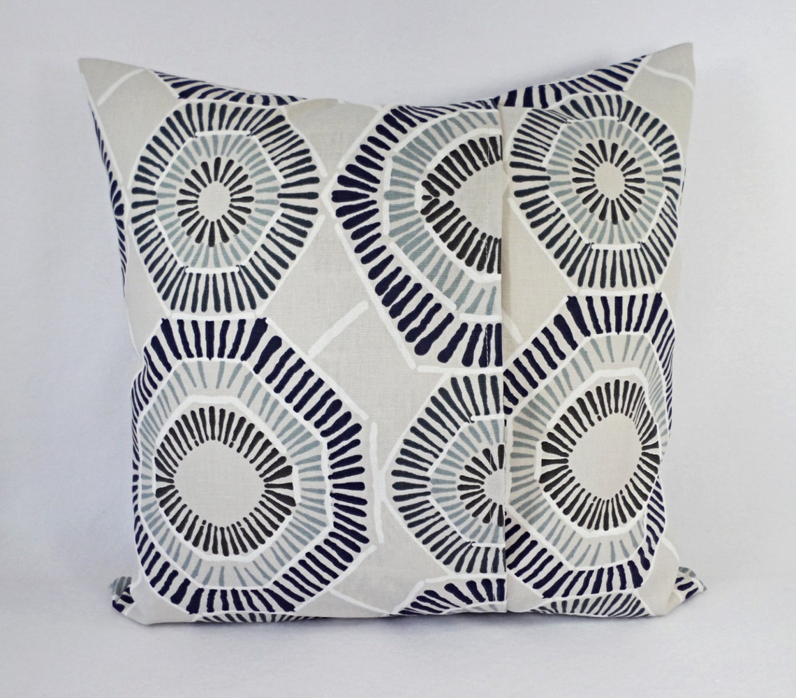 Two Pillow Covers Blue Grey and Brown Throw Pillows Modern Etsy