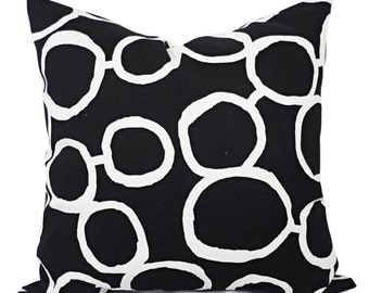 Black White Couch Pillow Covers - Two Black and White Throw Pillows - Sofa Pillow Cover - Accent Pillow - Black Pillow Cover