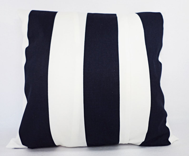 Navy Striped Pillow Covers Two Navy Striped Pillow Covers Etsy