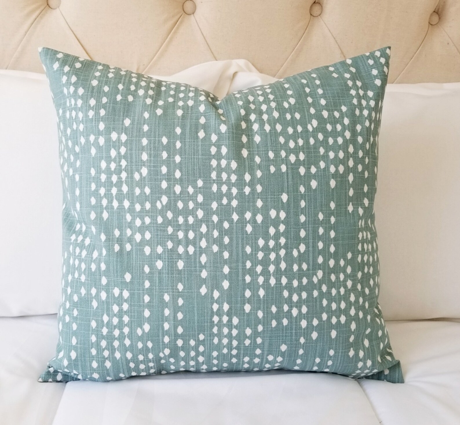 Two Soft Blue Green Decorative Pillow Covers Cream and Green Etsy
