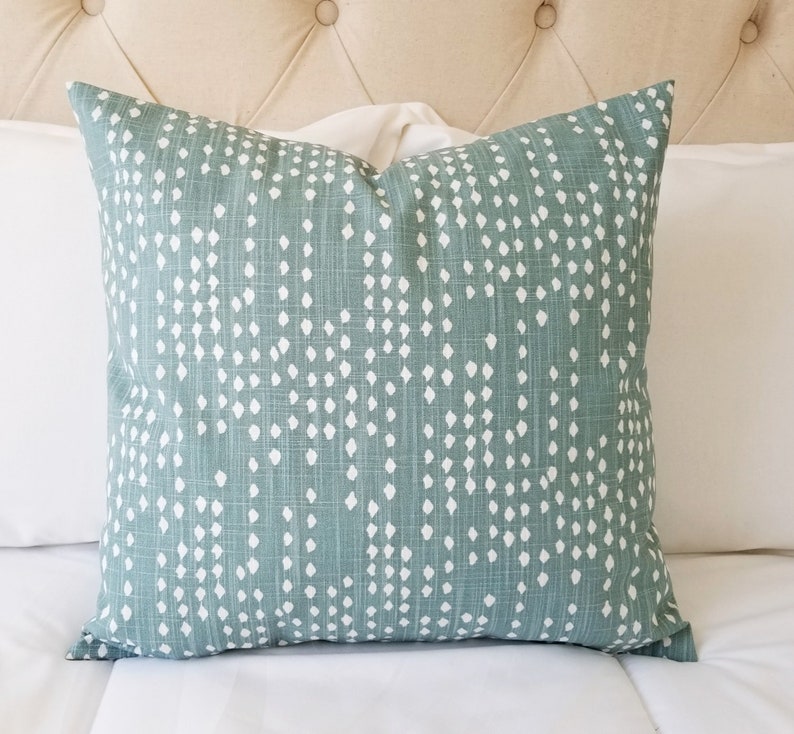 Two Soft Blue Green Decorative Pillow Covers Cream and Green Etsy