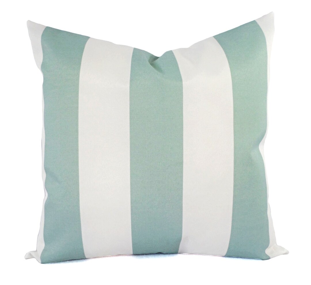 Two OUTDOOR Pillows Light Blue Pillows Patio Pillows Striped Pillow
