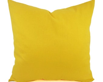 Solid Yellow Pillow Cover - Deep Yellow Pillow Sham - Linen Pillow Cover - Solid Yellow Throw Pillow - Custom Decorative Pillow - 16 inch 18