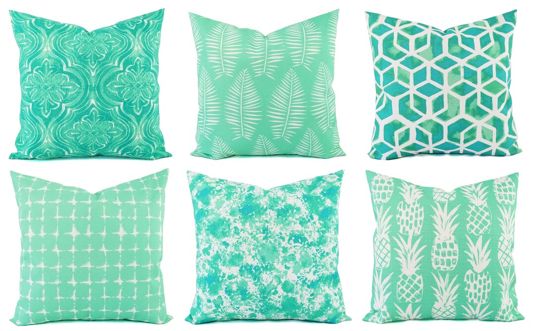 Outdoor Pillow Covers Aqua Pillow Turquoise Pillow Cover Patio Pillow