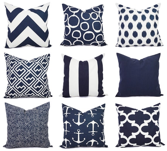 blue white pillows