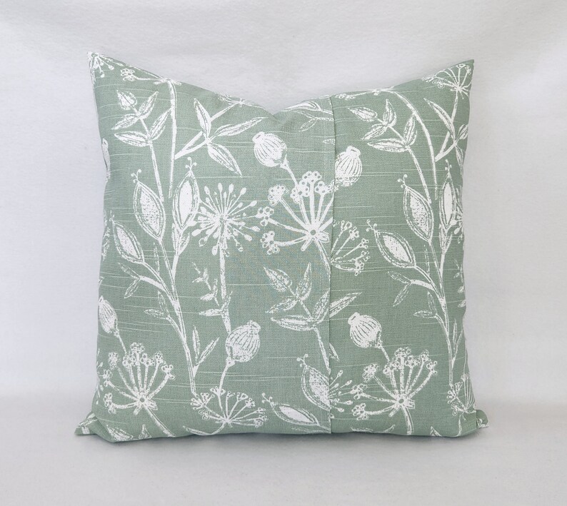 One Green Pillow Cover Floral Pillow Sham Green Throw Etsy
