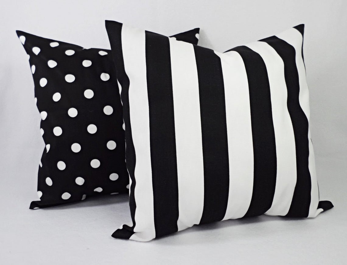 Black Couch Pillow Covers One Black and White Pillow Etsy