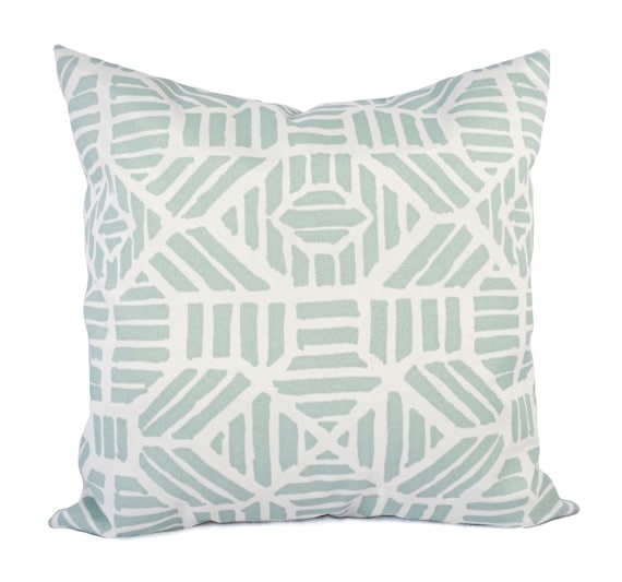 Two Outdoor Light Blue Pillow Shams Blue Geometric Pillows Etsy