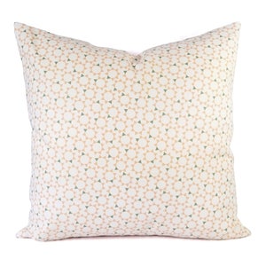 CLEARANCE One Peach Pillow Cover - Green Throw Pillow - 16 x 16 Inch 18 x 18 Decorative Pillow - Pink Pillow Cover - Peach Throw Pillow