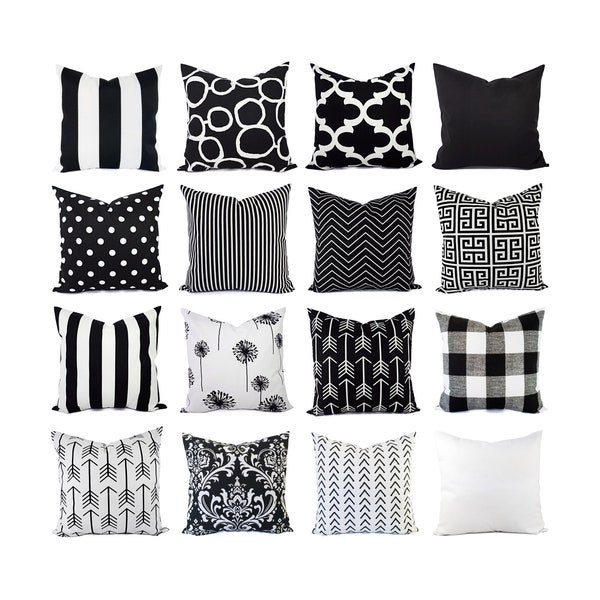 Black White Euro Pillow Covers Etsy