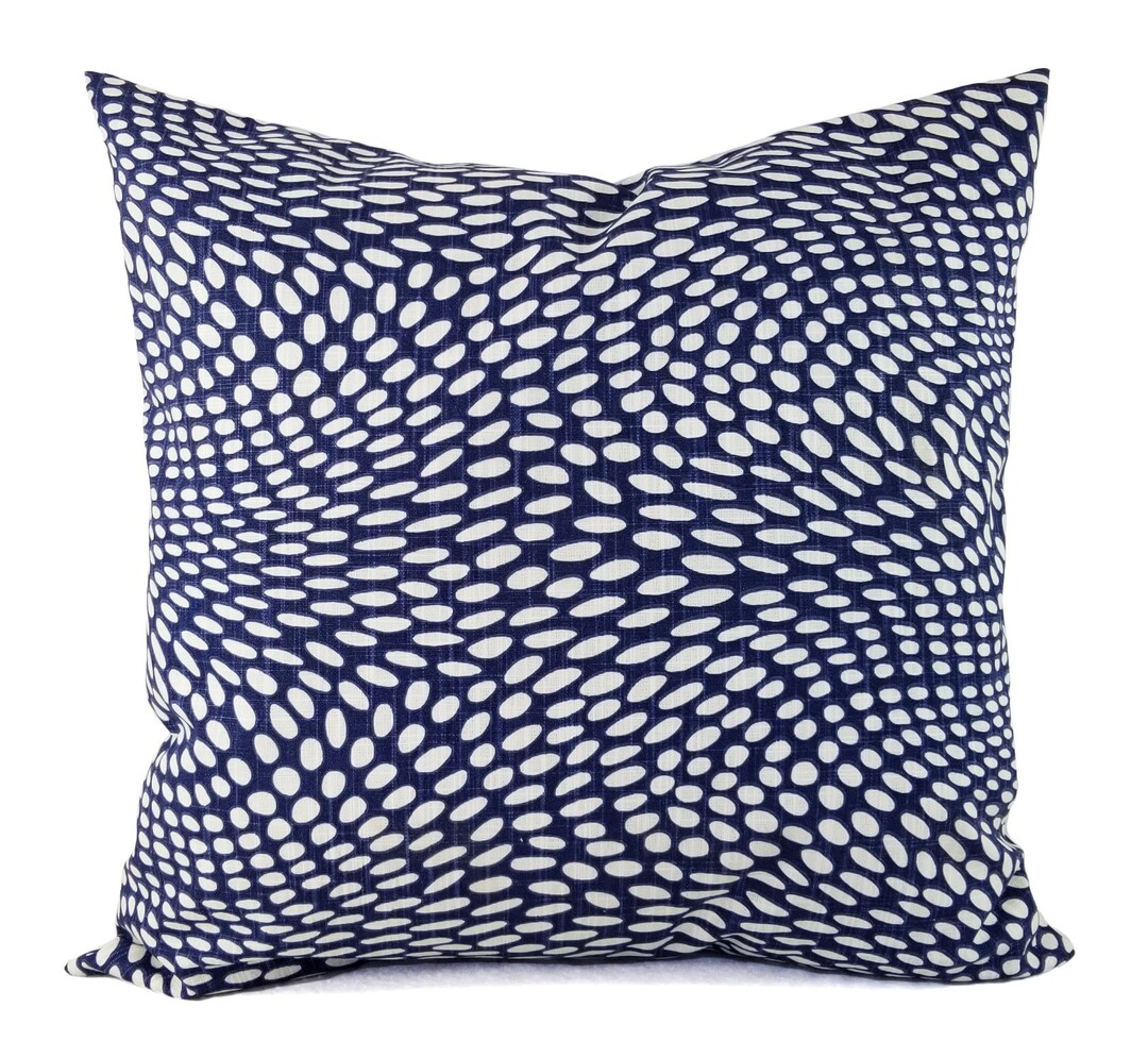 Dark Blue Pillow Covers Blue Pillow Sham Polka Dot Pillow Etsy
