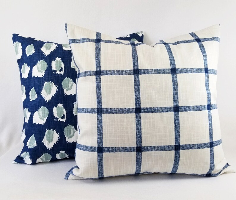 Two Blue Pillow Covers Dark Blue Pillow Sham Throw Pillow Etsy