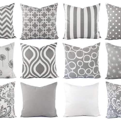 Grey and White Pillow Covers Grey Pillow Sham Grey Throw Etsy