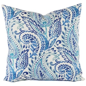 One OUTDOOR Pillow Cover, Blue Throw Pillow, Blue Floral Pillow Cover, Floral Euro Sham, Floral Lumbar Pillow Blue 18 x 18 Pillow 16 x 16