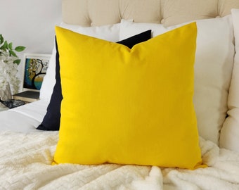 One Solid Yellow Pillow Cover, Deep Yellow Pillow Sham, Linen Pillow Cover, Solid Yellow Couch Pillow, Decorative Pillow, 16 inch 18 inch