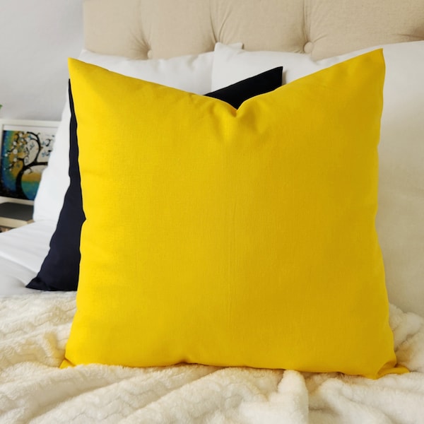 One Solid Yellow Pillow Cover - Deep Yellow Pillow Sham - Linen Pillow Cover - Solid Yellow Couch Pillow - Decorative Pillow - 16 inch 18