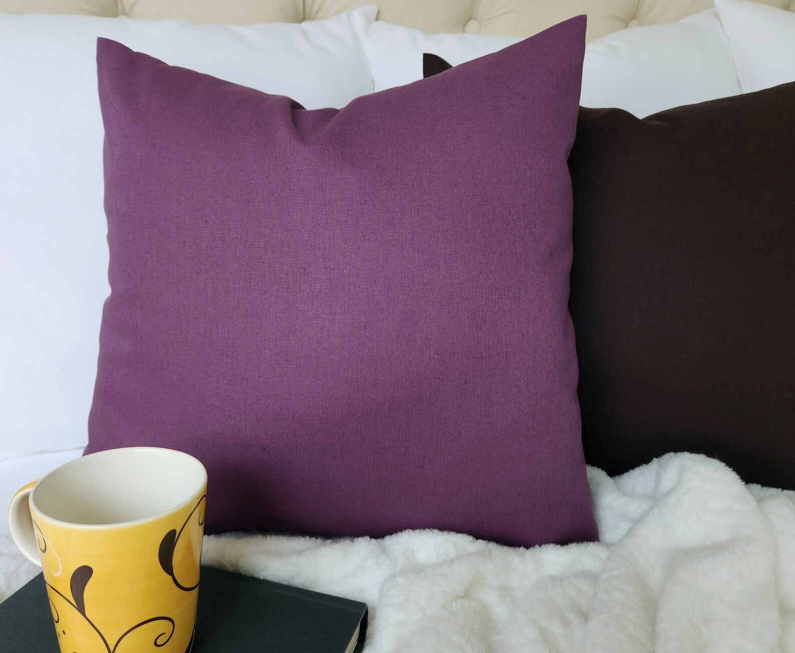 Solid Purple Pillow Cover Purple Pillow Cover Linen Pillow Etsy