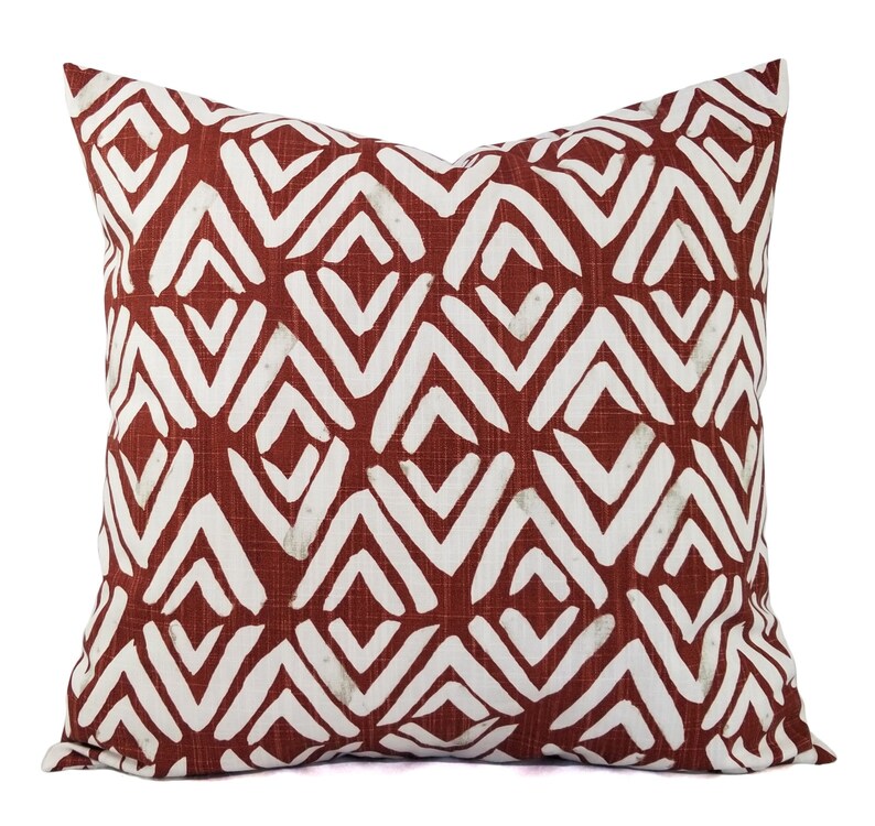 One Decorative Pillow Red and White Pillow Cover Brick Red Etsy