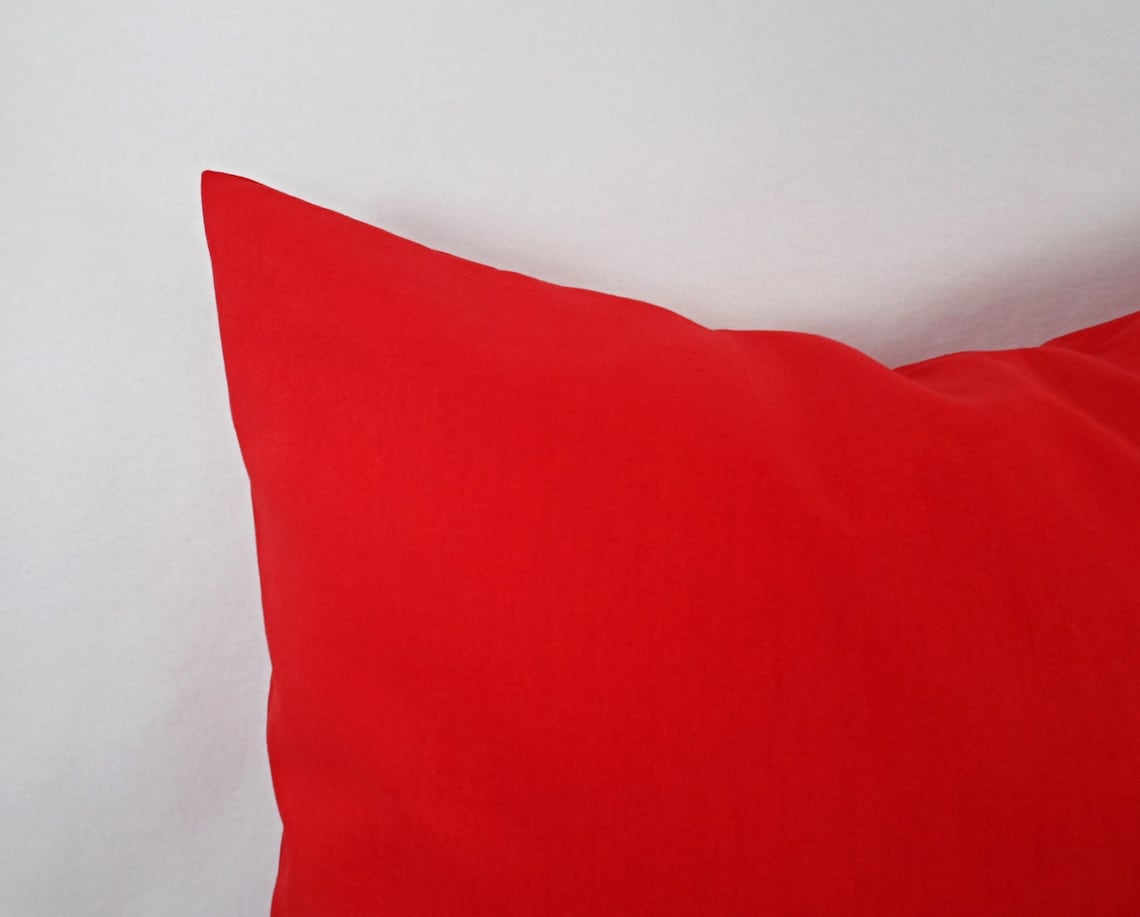 Solid Red Pillow Cover Red Decorative Pillow Cover Linen Etsy