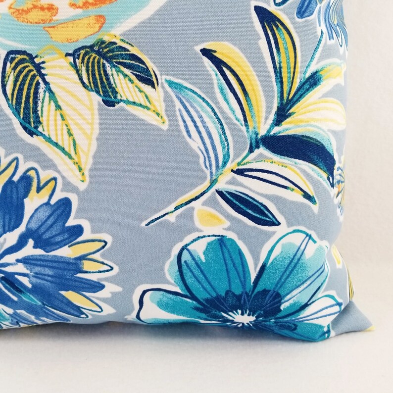OUTDOOR Two Floral Pillow Covers Blue Pillows Patio Pillow Etsy