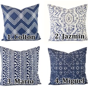 One Blue and White Pillow Cover Blue Pillow Cover Modern Pillow Sham Blue Throw Pillow Blue Custom Pillow Covers Blue Accent Pillow image 2