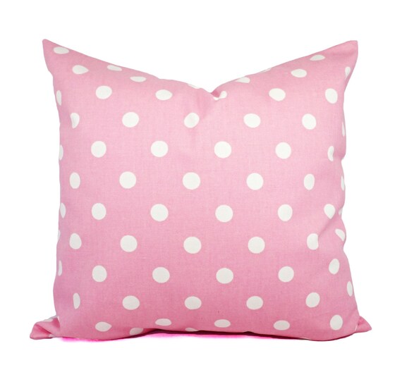 Two Baby Pink Pillows Pink Polka Dot Pillows Soft Pink Etsy