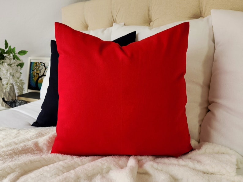 Solid Red Pillow Cover Dark Red Pillow Cover Linen Pillow Etsy