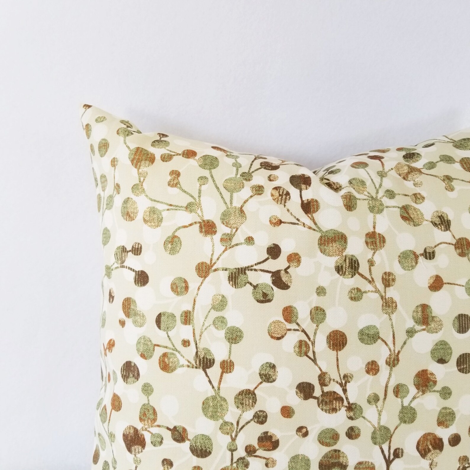 Two Brown and Green Pillow Covers Floral Pillow Covers Etsy