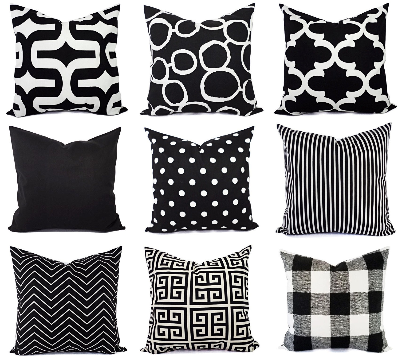 Black and White Pillow Cover Modern Black Throw Pillow Cover Etsy