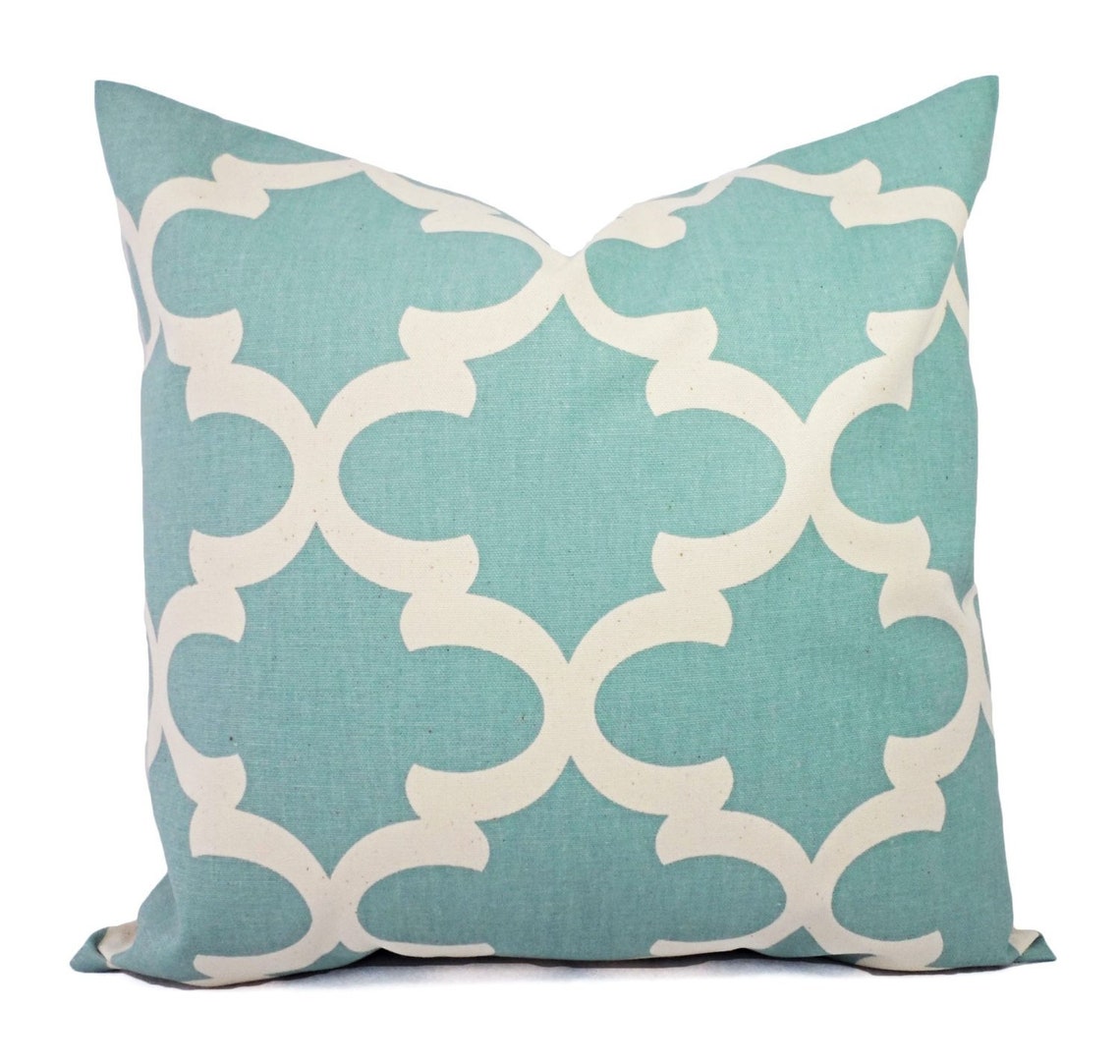 One Spa Blue and Beige Pillow Covers Throw Pillow Covers Etsy